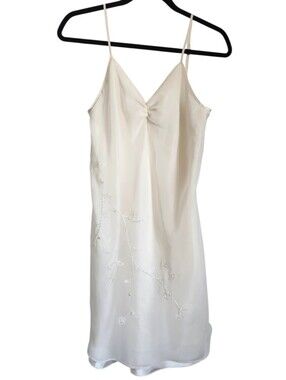 Valerie Stevens Vintage Ivory Beaded Slip Dress – Size S